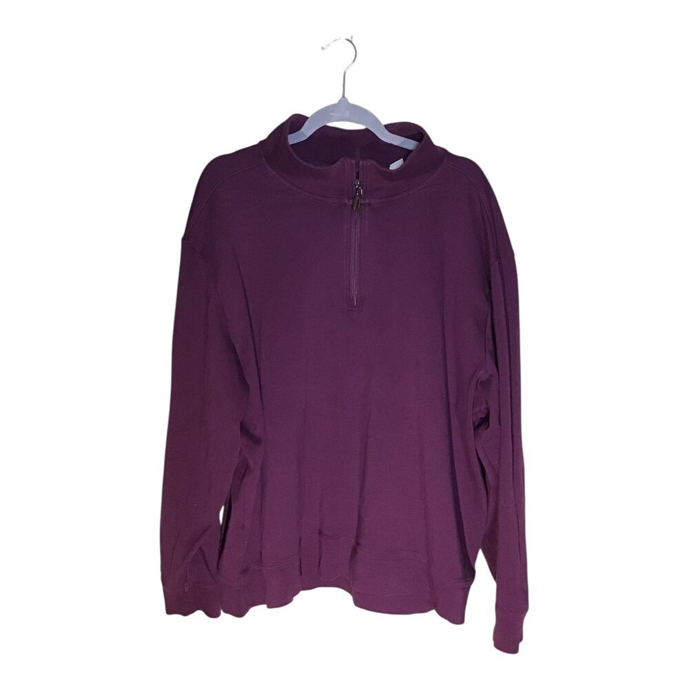 Tommy Bahama Men's plum quarter-zip cotton pullover fleece sweater Sz. XXXL
